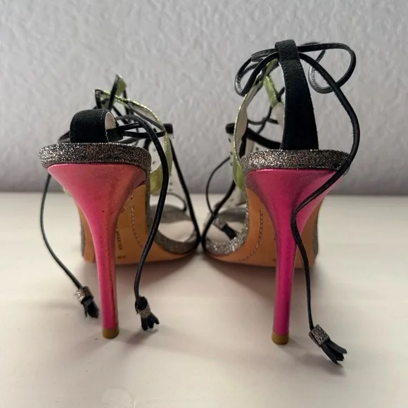 Sophia Webster Mesh Polka Dot Tri Color Metallic Peep Toe Heels Sz: 8 - Picture 9 of 13